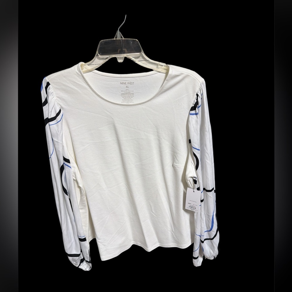 Nine West Long Sleeve Top with Blue and Black Details